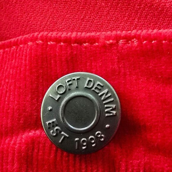 Loft Made and Loved Red Corduroy Pants 29/8 High Waist Skinny Womens 31 x 28 - Picture 8 of 10